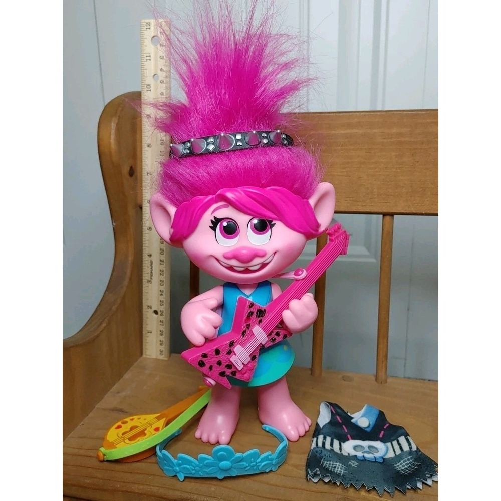 DreamWorks Trolls World Tour Pop To Rock Poppy Singing Doll Complete Set Works!